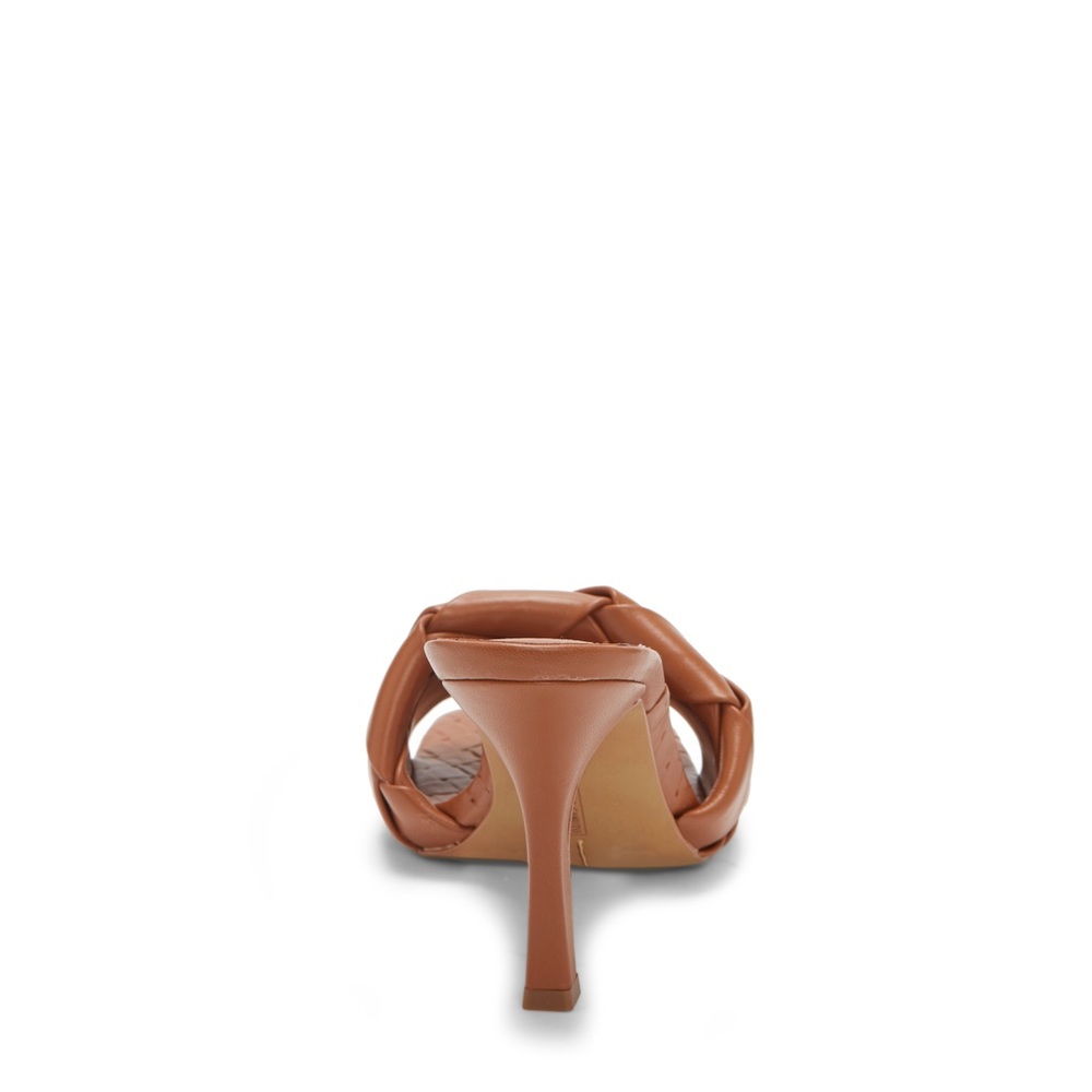 Vince Camuto Cognac Genuine Leather Woven High Heel Mules Sandal - Picture 4 of 7